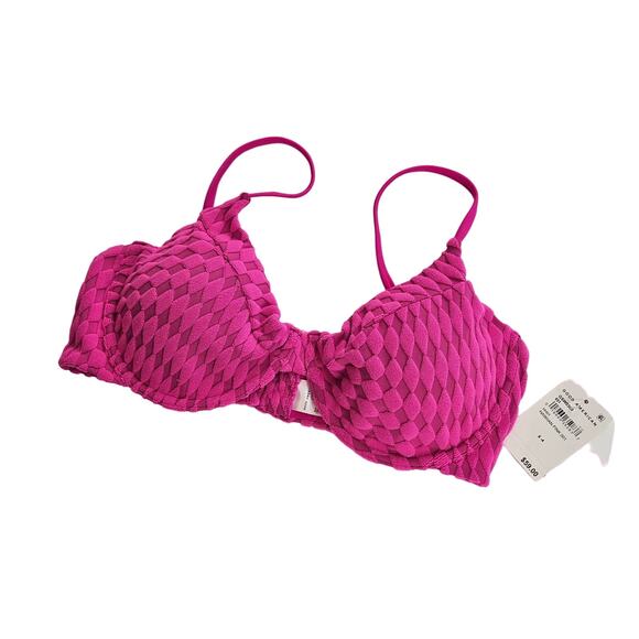 Good American Jacquard Demi Cup Bikini Top Hawaiian Pink Women's XLarge Beach - Picture 2 of 13